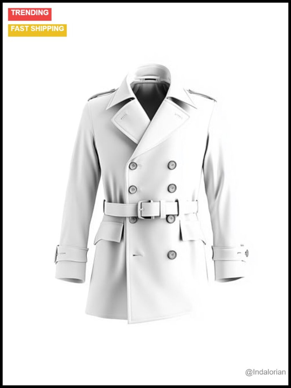 Men's Double-Breasted Trench Coat Faux Leather Water Resistant